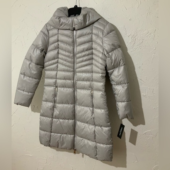 Kenneth Cole New York Soft Cire Funnel Neck Puffer Coat Silver Sz XL - Picture 9 of 13